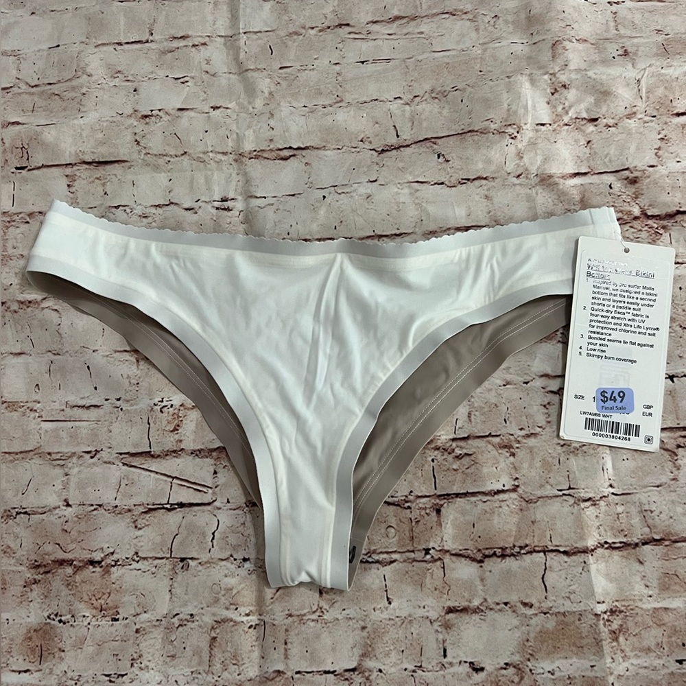 NWT Lululemon Will The Wave Bikini Bottom, Size 10, White
